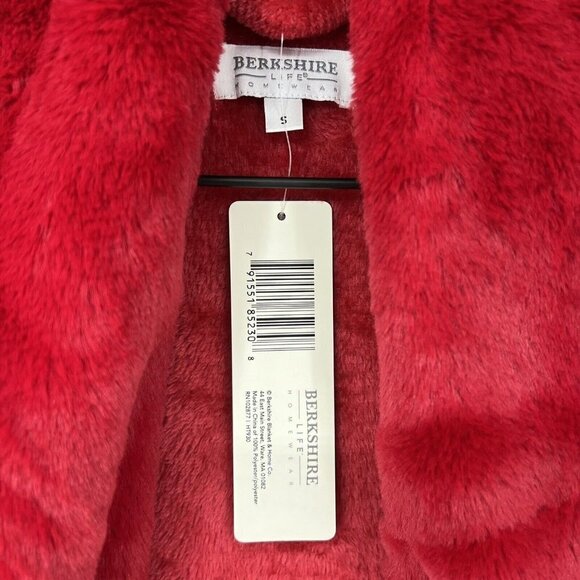 NWT Berskire Home Red Fleece Plush Long Robe Size S Cozy Lounge Warm - Picture 3 of 5